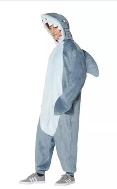 Spirit Halloween Adult Gray Shark Jumpsuit Costume Cosplay One Size